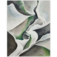 Artery8 Fabric Folds Green Grey Abstract Watercolour Wall Art Print | Size: W12" x H16"