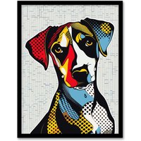 Artery8 Dog Lover Pop Art Cute Pet Fun Portrait Framed Art Print | Size: A4