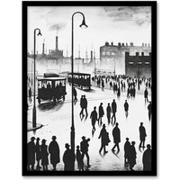 Artery8 Industrial City Scene 1930s Drawing British Town Framed Art Print in Grey | Size: A4