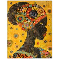 Artery8 African Woman Portrait Colourful Detailed Artwork Wall Art Print in Yellow | Size: W18" x H24"