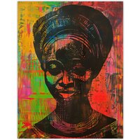 Artery8 Colourful West African Woman Modern Artwork Wall Art Print | Size: W18" x H24"