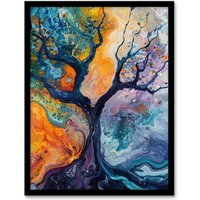Artery8 Abstract Tree Water Bubble Painting Framed Art Print | Size: W12" x H16"