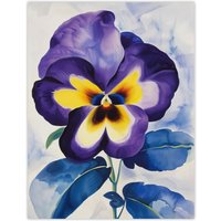 Artery8 Purple Pansy Watercolour Painting Soft Floral Wall Art Print | Size: W18" x H24"