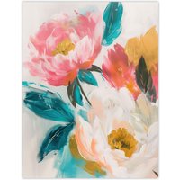 Artery8 Soft Blushing Peonies Painting Floral Bouquet Wall Art Print in Pink | Size: W24" x H32"
