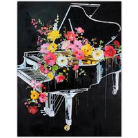 Artery8 Wildflowers in Grand Piano Street Art Graffiti Wall Art Print in Black | Size: W24" x H32"