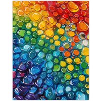 Artery8 Rainbow Raindrops Abstract Painting Colourful Wall Art Print | Size: W18" x H24"