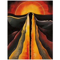Artery8 Abstract Sunset Painting Fire Landscape Space Wall Art Print in Orange | Size: W12" x H16"