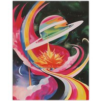 Artery8 Abstract Colourful Planet in Space Artwork Galaxy Wall Art Print | Size: W18" x H24"