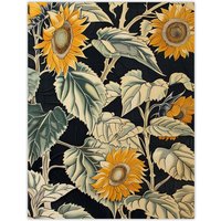 Artery8 Sunflowers with Leafy Stalks Painting Floral Wall Art Print in Green | Size: W24" x H32"