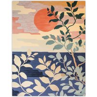 Artery8 Sunset in Coastal Trees Painting Zen Calm Warm Wall Art Print | Size: W18" x H24"