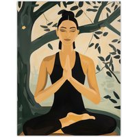 Artery8 Woman in Yoga Pose Zen Meditation Painting Wall Art Print | Size: W18" x H24"