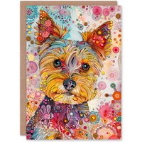 Artery8 Birthday Card Yorkshire Terrier Dog Lover Cute Abstract Yorkie