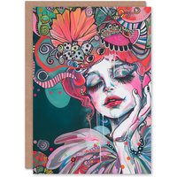 Artery8 Birthday Card Woman Fashion Mad Hatter Colourful Design Greeting Card