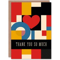 Artery8 Thank You Card Love Heart Bold Geometric De Stijl Design Greeting Card