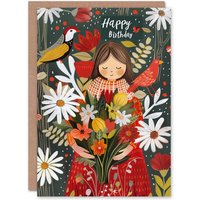 Artery8 Birthday Card Nature Lover with Forest Wildflower Bouquet