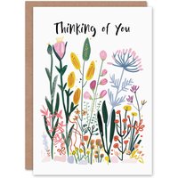 Artery8 Get Well Card Thinking Of You Bright Wildflower Drawing Greeting Card