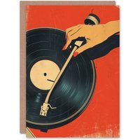 Artery8 Birthday Card Pulp Retro Hifi Red Vinyl Record Player Greeting Card