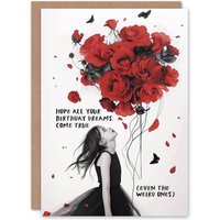 Artery8 Birthday Card Gothic Red Roses Dreams Come True Weird