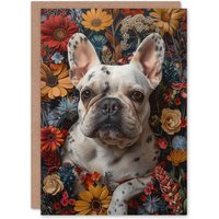 Artery8 Birthday Card Spotted French Bulldog in Autumn Wildflowers Dog Lover