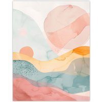 Artery8 Abstract Yorkshire Dales Park Sunset Watercolour Wall Art Print | Size: W18" x H24"