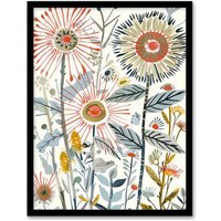 Artery8 Aster Flower Painting Wildflowers Spring Folk Art Framed Art Print in White | Size: W12" x H16"
