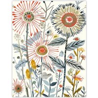 Artery8 Aster Flower Painting Wildflowers Spring Folk Art Wall Art Print in White | Size: W18" x H24"