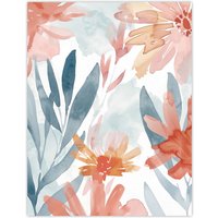 Artery8 Aster Flower Garden Watercolour Pastels Boho Wall Art Print | Size: W18" x H24"