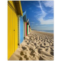 Artery8 Bournemouth Beach Huts Photo Summer England Wall Art Print in Blue | Size: W24" x H32"