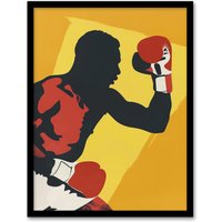 Artery8 Boxer Fight Boxing Match Gloves Yellow Portrait Framed Art Print | Size: A4