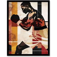 Artery8 Boxer Pop Art Portrait Fighter Boxing Design Framed Art Print | Size: W12" x H16"