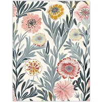 Artery8 Carnation Flowers Artwork Bright Garden Floral Wall Art Print in Blue | Size: W24" x H32"