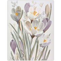 Artery8 Crocus Flowers in Bloom Artwork Pastel Bouquet Wall Art Print in White | Size: W24" x H32"