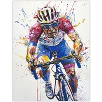 Artery8 Male Cyclist Action Shot Watercolour Cycling Wall Art Print | Size: W24" x H32"