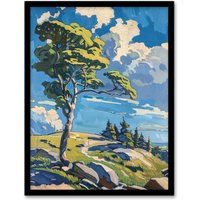 Artery8 Dartmoor Bright Sunny Day Landscape Oil Painting Framed Art Print in Blue | Size: W12" x H16"