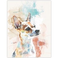 Artery8 Chihuahua Dog Lover Light Watercolour Portrait Wall Art Print | Size: W18" x H24"