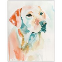 Artery8 Golden Labrador Dog Lover Watercolour Portrait Wall Art Print | Size: W24" x H32"