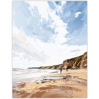 Artery8 Filey Beach Coastal Cliffs Landscape England Sky Wall Art Print in Beige | Size: W18" x H24"