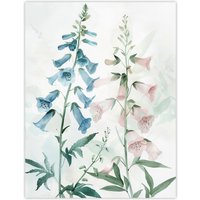Artery8 Pink Blue Foxglove Flowers Modern Watercolour Wall Art Print | Size: W18" x H24"