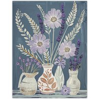 Artery8 Lavender Flower Bouquet Vases Purple Still Life Wall Art Print in Blue | Size: W12" x H16"