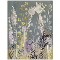 Artery8 Spring Wildflower Meadow Artwork Floral Nature Wall Art Print in Grey | Size: W18" x H24"