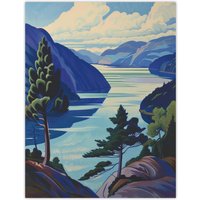 Artery8 Loch Ness Lake Scottish Highlands Landscape Wall Art Print in Blue | Size: W24" x H32"