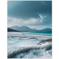 Artery8 Isle Harris Scotland White Sand Luskentyre Beach Wall Art Print in Blue | Size: W12" x H16"