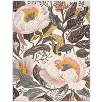 Artery8 Blooming Pink Peonies Elegant Floral Design Wall Art Print in Green | Size: W18" x H24"