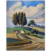 Artery8 Cotswolds Windy Day Countryside English Landscape Wall Art Print | Size: W12" x H16"