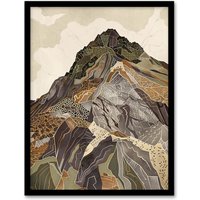 Artery8 Old Man Of Coniston Peak Modern Folk Art Earthy Framed Art Print in Brown | Size: W12" x H16"