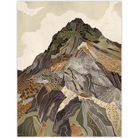 Artery8 Old Man Of Coniston Peak Modern Folk Art Earthy Wall Art Print in Brown | Size: W18" x H24"