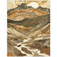 Artery8 Old Man Of Coniston Sunrise Iconic Landscape Wall Art Print in Brown | Size: W18" x H24"