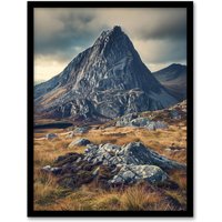 Artery8 Tryfan Mountain Snowdonia Wales Peak Landscape Framed Art Print in Brown | Size: W12" x H16"