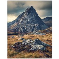 Artery8 Tryfan Mountain Snowdonia Wales Peak Landscape Wall Art Print in Brown | Size: W18" x H24"