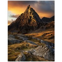 Artery8 Tryfan Mountain Peak Summit Snowdonia Wales Wall Art Print in Brown | Size: W24" x H32"